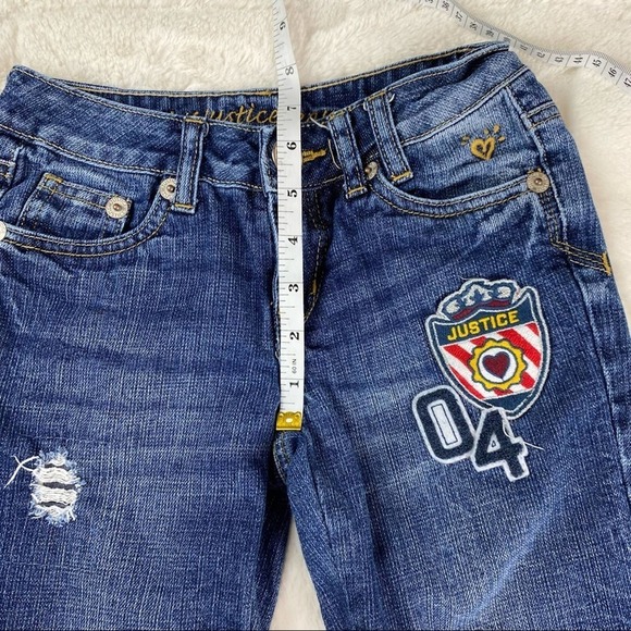 3/$20 Justice Girls Patch Jeans Size 10S - Picture 5 of 11